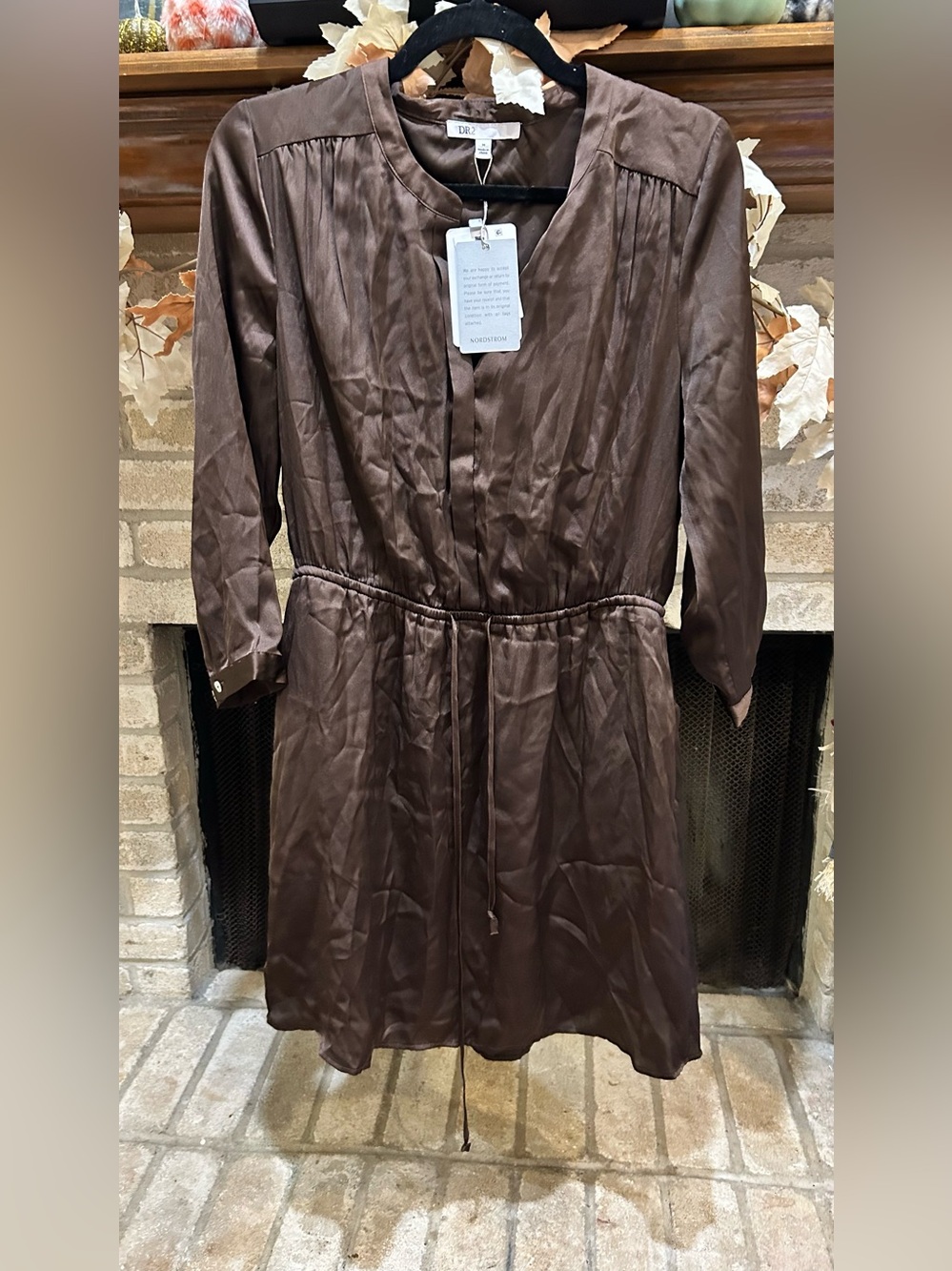 DR2 Chocolate Brown Lightweight Drawstring Trench Dress